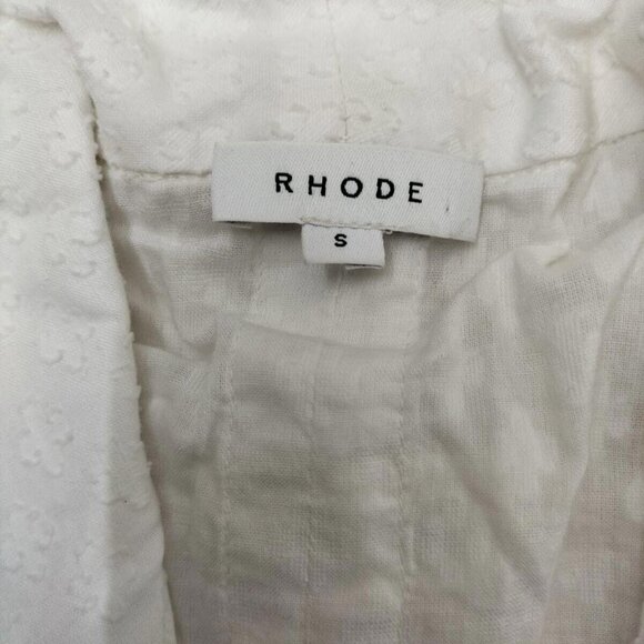 Rhode Resort Oliver Fil Coupe Cotton White Shirt Top Buttondown S New - Picture 9 of 9